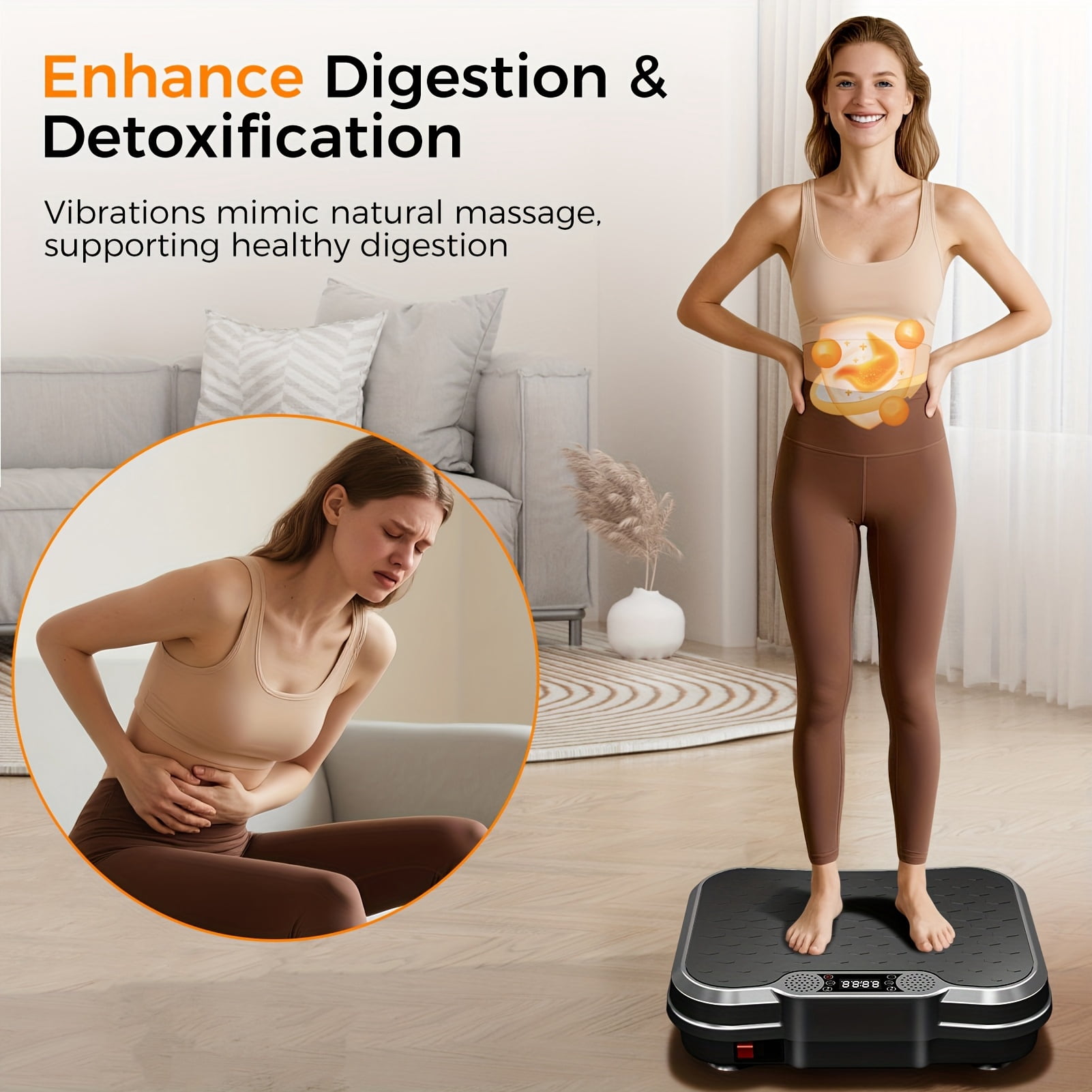 330LB Vibration Platform, Lymphatic Detox Fat Burning Machine with Remote & 2 Ropes, Battery-Free Wireless Home Fitness Equipment for Men and Women