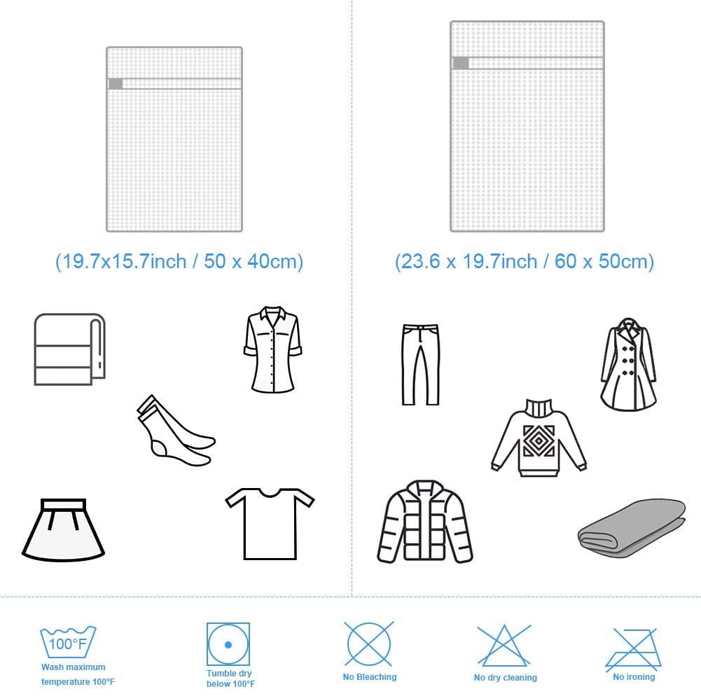 3pc 23"x19" Wash Mesh Laundry Bag Clothes Protector Travel Luggage Storage Pouch 