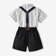 thumbnail image 5 of Coerni Toddler Kids Summer Clothes Striped Lapel Tie Tops Casual Overall Shorts Set Baby Boys Playwear 2PCS Outfits Hawaii Holiday Set, 5 of 9