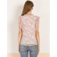 thumbnail image 5 of INSPIRE CHIC Blusa floral de gasa con mangas casquillo y volantes con cuello en V y volantes para mujer Rosa S, 5 of 6