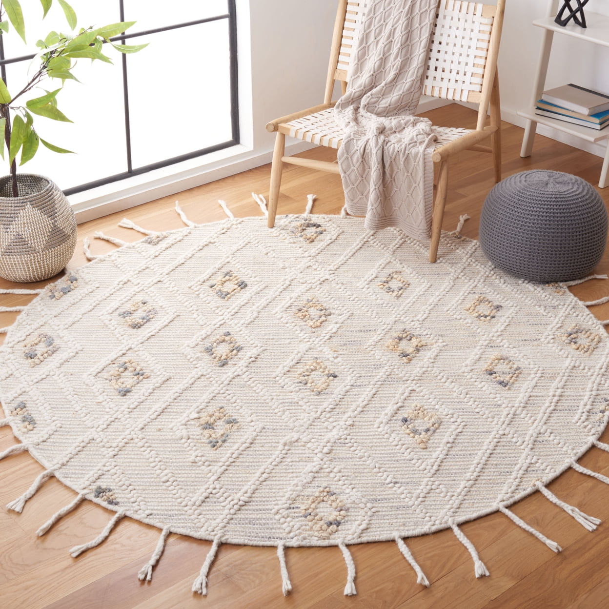 SAFAVIEH Natura Merrill Diamond Area Rug, Ivory/Grey, 5' x 8'