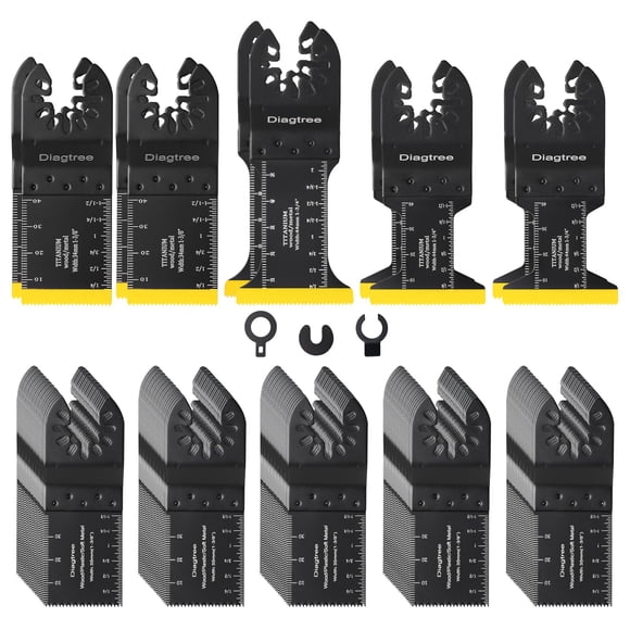 Diagtree Oscillating Saw Blades, Diagtree 115PCS Titanium Oscillating Multitool Blades for Metal, Wood and Plastic, fit Dewalt Milwaukee Ryobi Fein D