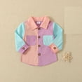 thumbnail image 2 of Annhoo Baby Boys Girls Button down Shirts Trendy Color Block Long Sleeve Collared Tops Toddler Fall Blouses with Pockets, 2 of 8