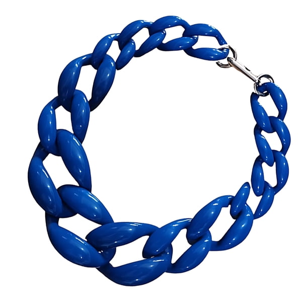 Collar de cadena de eslabones acrílicos gruesos Qarigey Boho para Mujer azul real