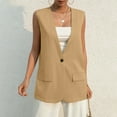 thumbnail image 6 of Women's Summer Sleeveless Suit Vest Blazer V Neck Single Button Solid Color Work Casual Style Breathable Fabric For All Seasons, 6 of 7