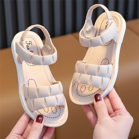 

Cathalem High Sandals for Girls Children Sandals Soft Flat Shoes Fashion And Comfortable Small Medium And Large Kids Slides White 6 Years