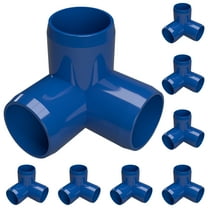 FORMUFIT 3/4” 3-Way Elbow Furniture Grade PVC Pipe Fittings, (1-1/16" Actual Socket ID), Blue, 8-Pack