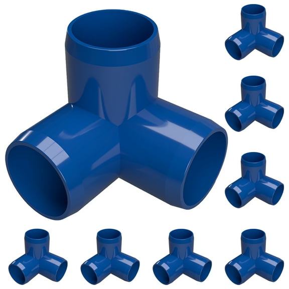 FORMUFIT 1-1/4" 3-Way Elbow Furniture Grade PVC Pipe Fittings, (1-5/8" Actual Socket ID), Blue, 4-Pack