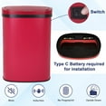 thumbnail image 3 of Kitchen Trash Can Automatic Motion Sensor Bathroom Trash Can with Lid,50 Liter/13 Gallon Touchless Trash Bin,Garbage Can Waterproof Garbage Bin Wastebasket for Toilet,Office,Caravans,Bedroom,Red, 3 of 14