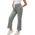 thumbnail image 4 of INSPIRE CHIC Women Maternity Lounge Pants Over Belly Wide Leg Casual  High Waisted Lounge Pants With Pockets Light Grey Large, 4 of 6