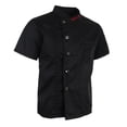thumbnail image 1 of Chaqueta de manga corta para hombres y mujeres, camisa de cocinero ligera con broche frontal de verano, ropa , 3 colores a elegir - Negro M, 1 of 9