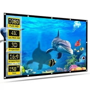 150 Inch Foldable Projection Screen, 16:9 Anti-Crease Movie Projector Screen, Portable 4K HD for Home Theater Classroom, Indoors Outdoors Double Sided Video Projection