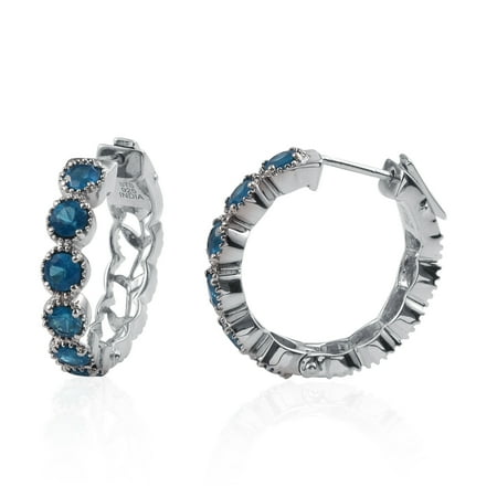 Apatite Wire - Apatite Platinum Plated Sterling Sterling Silver Hoops Hoop Earrings For Women Hypoallergenic 2.5 Cttw