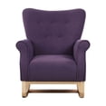 thumbnail image 5 of Living Room Rocking Chair, Modern Velvet Upholstered Accent Rocker Chair with Padded Seat and Wood Legs, High Back Glider Rocking Arm Chair for Nursery Baby Room Bedroom, Purple, 5 of 8