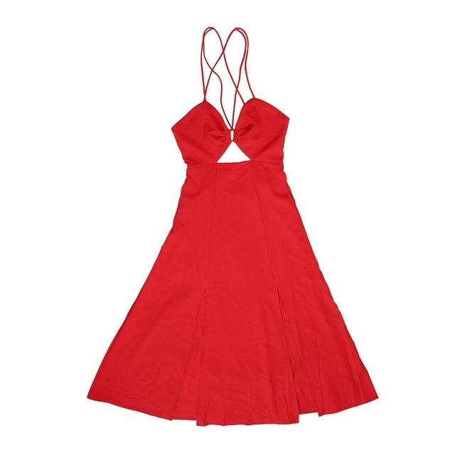Vestido de playa alto dividido ligero cuello en V Boho moda vestido de verano para mujer M