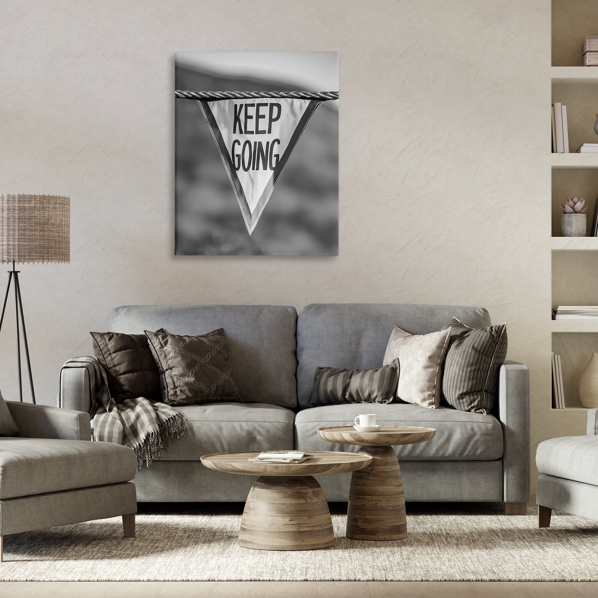 Stupell Industries Keep Going Pennant Text & Numbers Photography Wrapped Canvas Art Print Wall Art, 30 x 40