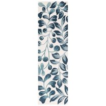 SAFAVIEH Jardin Quinton Leaves Runner Rug, Ivory/Blue, 2'3" x 8'