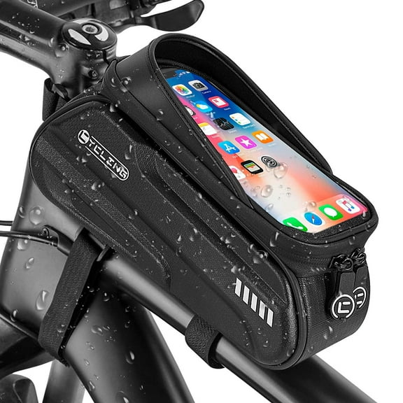AUTOWT Bike Front Frame Bag - 1.5L Waterproof Pouch with Reflective Design & TPU Touch-Screen