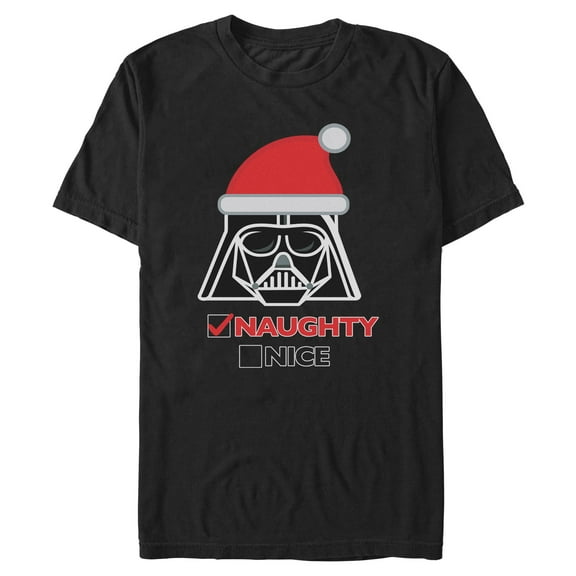 Mens Star Wars Christmas Hat Naughty Darth Vader T Shirt