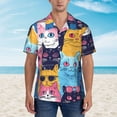thumbnail image 2 of Gukieu Colorful Cats Pattern Art Print Men's Short-sleeved Shirts, Button-down Lapel Hawaiian Shirts, T-shirts, Beach Vacation Summer Casual Wear,3X-Large, 2 of 7