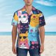 thumbnail image 2 of Balery Colorful Cats Pattern Art Camisas hawaianas de manga corta para hombre, camisas playeras de corte holgado, camisas de vacaciones con botones,XX-Large, 2 of 7