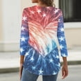 thumbnail image 5 of 250th Anniversary USA Shirts for Women 3/4 Sleeve T Shirts Loose USA Flag Print Tops Independence Day Patriotic Pullover 4th of July Celebration Party V Neck 1776-2026 Blouses Navy 2XL, 5 of 5