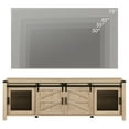 75 Inch Farmhouse TV Stand,Light Oak Entertainment Center Media Storage