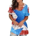 thumbnail image 1 of Midsumdr Womens Shirts V Neck Independence Day Patriotic USA American Flag Star Striped Tops 4th of July Loose Blouse, 1 of 5