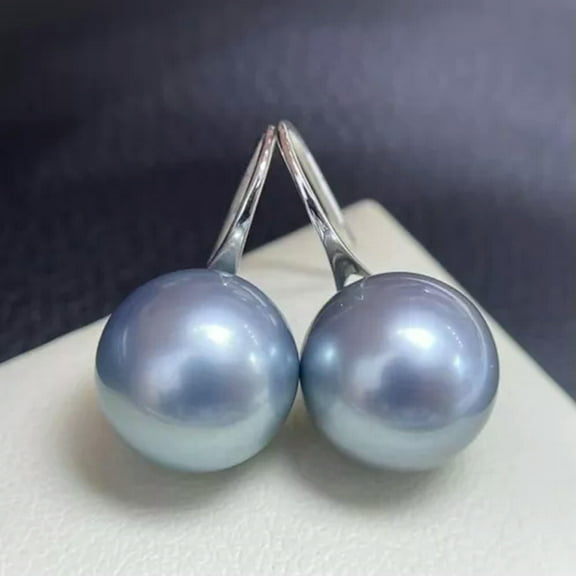 K-KED New 8/10/12/14/16mm Gray South Sea Shell Pearl Silver Hook Dangle Earrings-16 mm