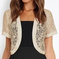 thumbnail image 7 of BLCHUNen Cropped Cardigan for Women Lace Short Sleeve Lightweight Open Front Breathable Summer Going out Tops, 7 of 7