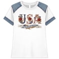 thumbnail image 4 of USA 250th Anniversary Patchwork Tee Short Sleeve Printed Crew Neck Loose Fit White XL, 4 of 4