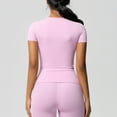 thumbnail image 6 of jtjvou Women’s 2 Piece Workout Set – Short Sleeve T-Shirt & High Waist Shorts Activewear for Yoga, Gym & Running Pink L, 6 of 6