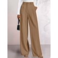 thumbnail image 4 of Womens Wide Leg Dress Pants Business Casual Flowy Work Palazzo Pants High Waisted Slacks Trousers Khaki S, 4 of 7
