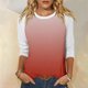 thumbnail image 2 of Camisas de Manga Corta para las Mujeres, 3/4 Manga Color Sólido Gradiente Impreso Cuello Redondo Casual Top Hecho de Tejido Súper Suave, Blusas de Manga Corta para las Mujeres, 2 of 5
