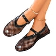 thumbnail image 5 of HTHLVMD Mesh Mary Jane Flats, Breathable Ballet Shoes, Women's Mesh Mary Jane Flats Breathable Woven Ballet Shoes Casual Buckle Strap Pointed Toe Dress Shoes Lightweight Loafers, Black 5.5, 5 of 5