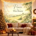 thumbnail image 3 of Pastoral Gate with Wildflowers in Hazy Light, Calming Watercolor for Nature Lovers, Rustic Wall Art, Housewarming Gift, Tapestry Wall Hanging for Living Room and Bedroom, 3 of 7
