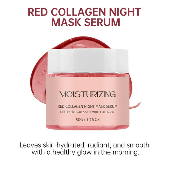 Kokovifyves Red Night Mask Serum 50g Deep Hydrating Mask with Hydrolyzed Boosts Elasticity Minimizes Pores Moisturizes