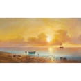 thumbnail image 2 of Grigori Ivanovitch Kapustin 14x10 Gold Ornate Wood Frame and Double Matted Museum Art Print Titled - Sunset on the Black Sea Coast, 2 of 4