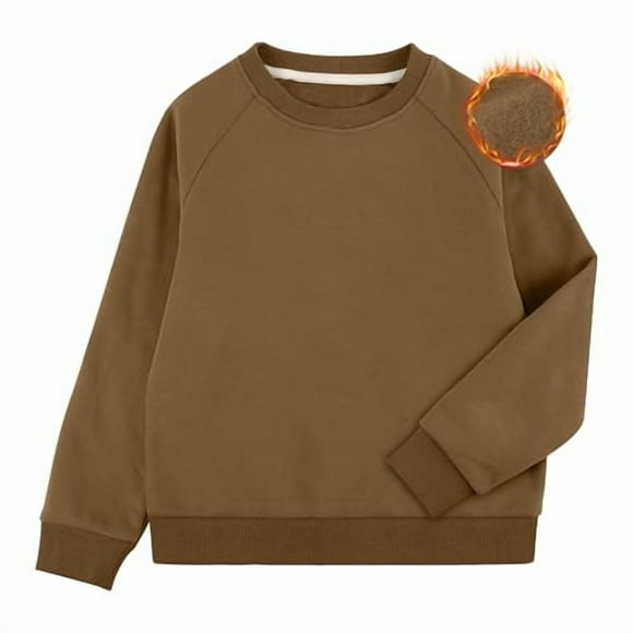 BIG ELEPHANT Boys Fleece Crew Neck Sweatshirt, Long Sleeve Basic Pullover for Kids, Sizes XXS-XL