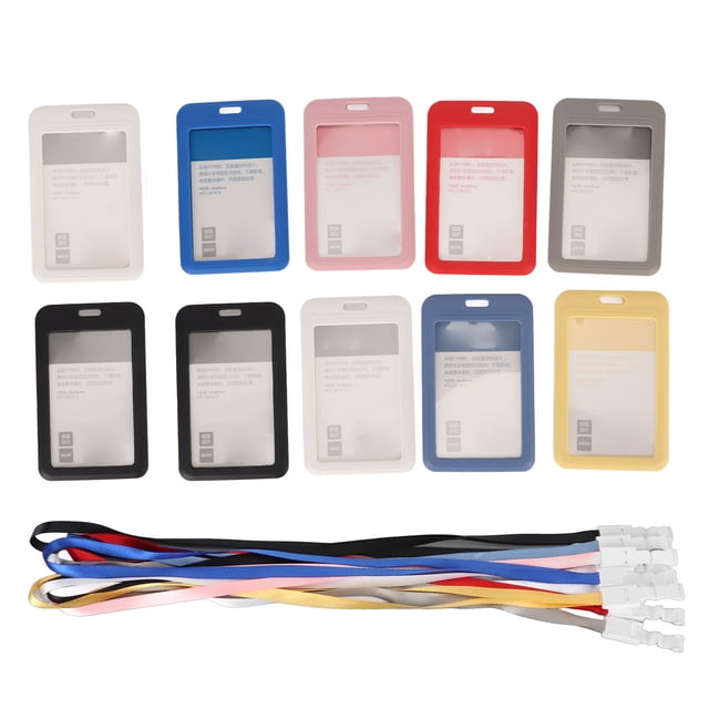 Porta Credencial De 10 Uds., Portatarjetas De Identificación De Plástico Esmerilado Con Cordón, Esquinas Redondeadas De Colores Surtidos Para Negocios Escolares De Empresa
