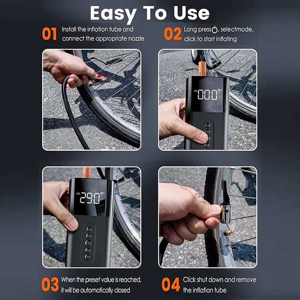 Gmaii Portable Tire Inflator Air Compressor - 150PSI Digital, Fast Inflation For Car, Bike, Ball