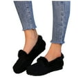 thumbnail image 6 of Xfvqtps Womens Faux Fur Lined Moccasins Winter Warm Shoes Flat Sole Comfortable Wear Indoor Outdoor Casual Slip on Shoes Black, 6 of 6