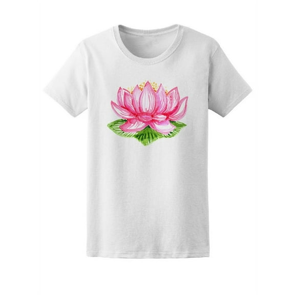 Beautiful Pink Watercolor Lotus Tee Women's -Image by Shutterstock