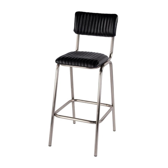 Beaumont Lane Contemporary 31"H Seat Leather and Iron Bar Stool in Black