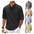 thumbnail image 3 of Camisa De Hombre De Manga Larga, Cuello Alto, Botón Abierto,, 3 of 3