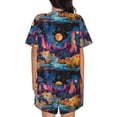 thumbnail image 6 of Rateoe Fantasy Cosmic Landscape Pattern Women's Short-Sleeved Pajama Set - 2 Piece Soft and Lightweight Sleepwear Set-3X-Large, 6 of 7