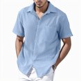 thumbnail image 2 of BOBOGOJP Chemises en Lin pour Hommes Chemise à Manches Courtes à Manches Courtes, Bleu M, 2 of 5
