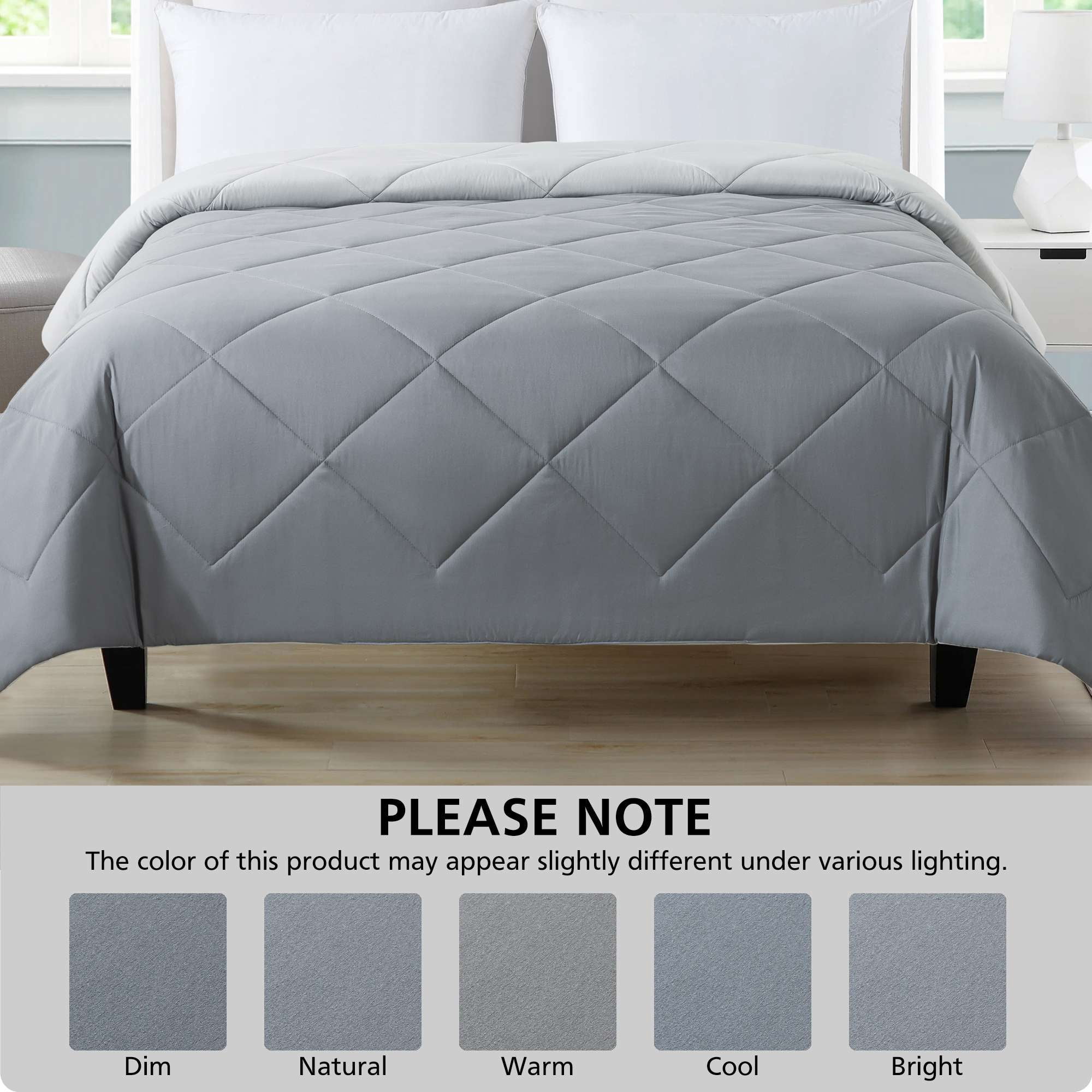 Mainstays Reversible Microfiber Comforter, Grey, Full/Queen