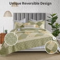 thumbnail image 5 of DDUOXIN 120"x120" California King Size Quilt Bedspread - 100% Cotton Oversized King Lightweight Bedspread Set, Farmhouse Green/Cream/Gold Patchwork Plaid Floral 3PCS Bedding Set, Good Gift for Home, 5 of 10