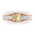thumbnail image 2 of 2.28 ct Brilliant Princess Cut Yellow Moissanite 14k Rose Gold Solitaire with Accents Engagement Bridal Wedding Ring Band Set size 7, 2 of 7